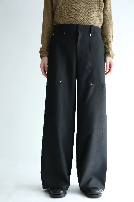 Custom Mid-Rise Pants-STUDS WIDE TROUSERS