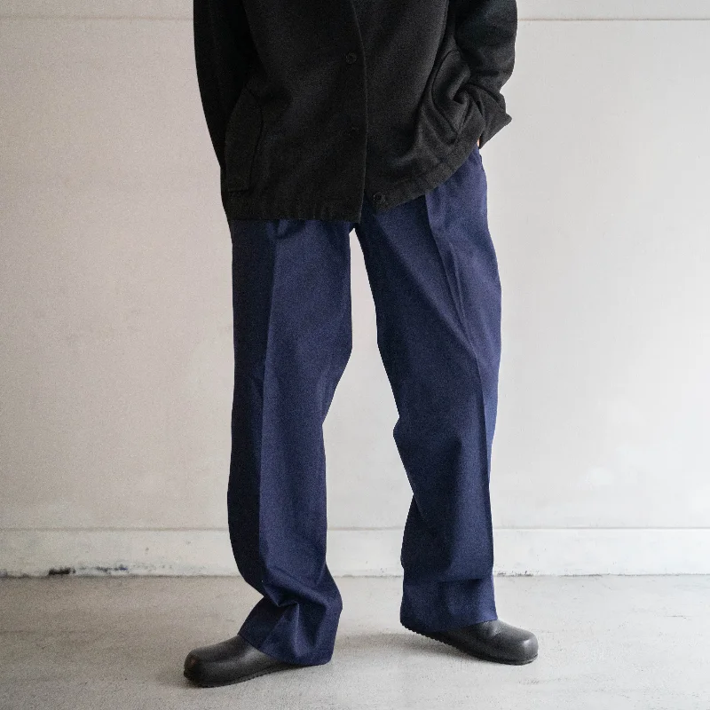 Custom Stretch Pants-2000s Italian military navy one tuck slacks 'dead stock'