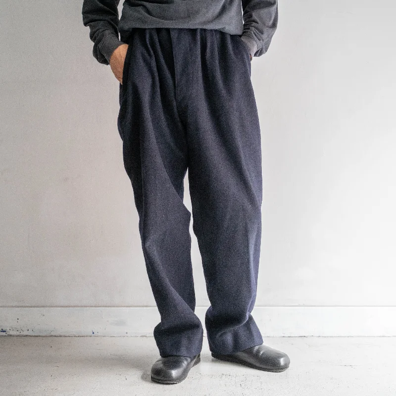 Custom Warm-Up Pants-around 1960s France dark navy wool pants