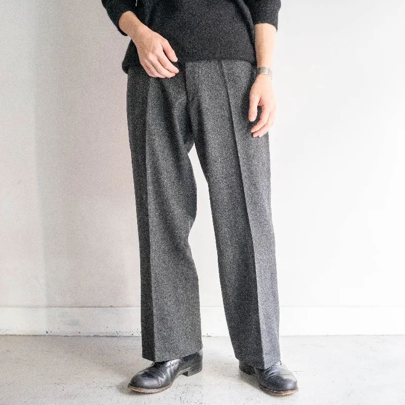 Custom Military Style Pants-around 1990s Japan vintage dark gray color no tuck wool slacks