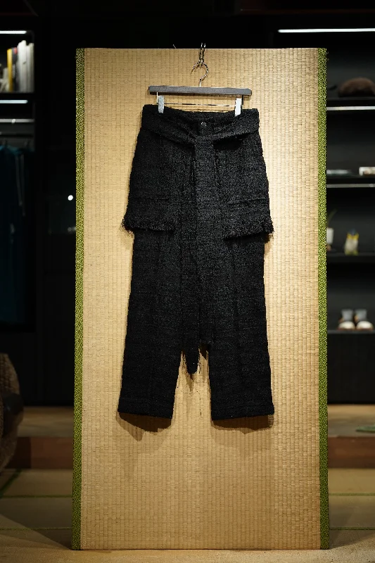 Custom Wool Pants-Fujimoto Veiled My Tweed Trousers (Black)