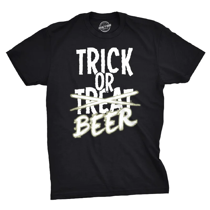 Custom T-Shirts with Hand-Drawn Graphics-Trick Or Beer Glow Men's T Shirt