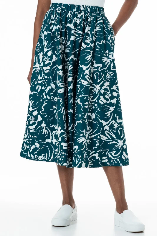 Custom Swim Shorts for Women-A-Line Midi Skirt _ 152025 _ Teal