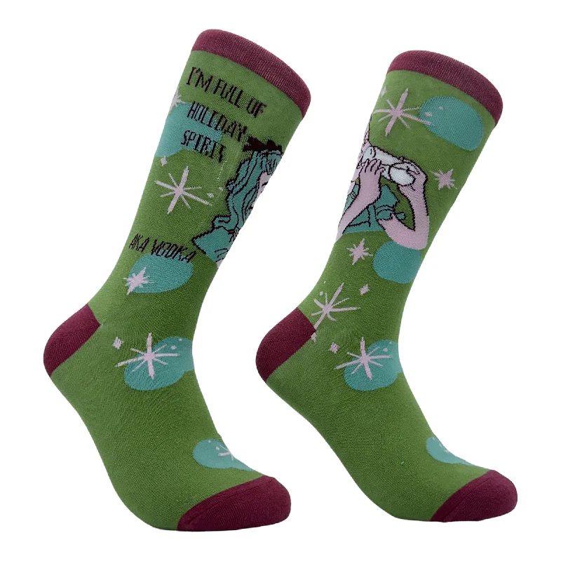 Custom Adventure Socks-Women's Im Full Of Holiday Spirit AKA Vodka Socks