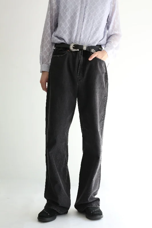 Custom Activewear Pants-WIDE DENIM STRAIGHT PANTS