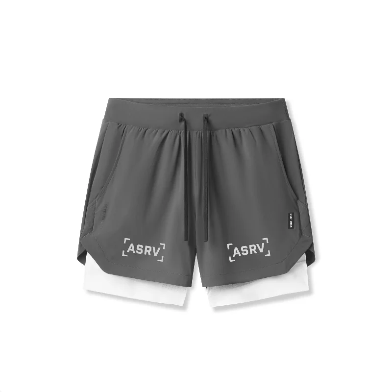 Custom Fitted Shorts for Men-0865. Tetra-Lite® 5" Liner Short - Space Grey "Bracket"/White