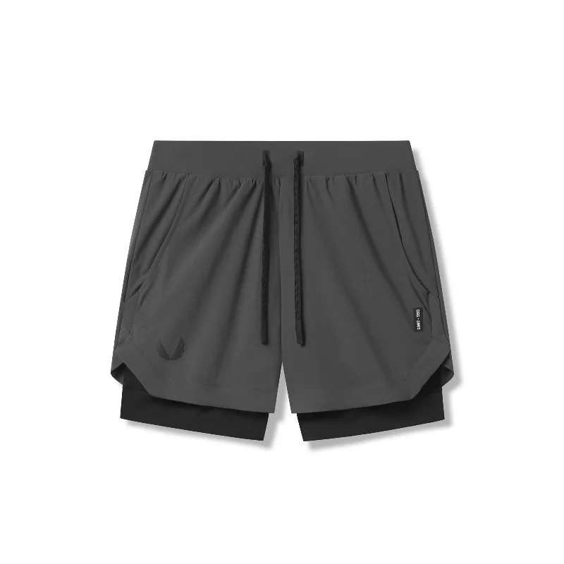 Custom Recycled Fabric Shorts-0865. Tetra-Lite® 5" Liner Short - Space Grey "Wings"/Black