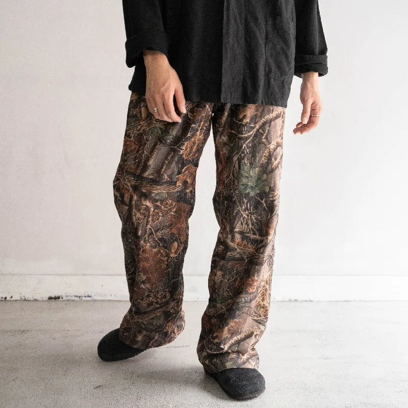 Custom Relaxed Fit Joggers-around 1990s real tree camouflage polyester easy pants