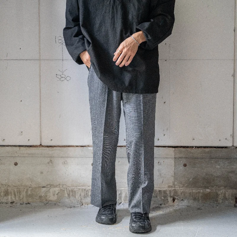 Custom Stylish Work Pants-around 1980s Japan vintage gray color summer wool checked slacks