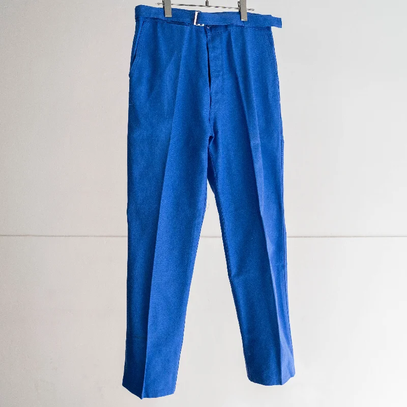 Custom Flared Pants-1970s France Adolphe Lafont cotton twill work pants 'dead stock' -with belt-