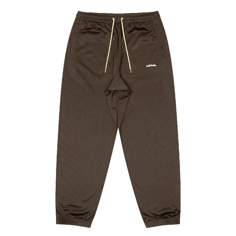 Custom Windbreaker Pants-Logo Mesh Long Pants (brown)