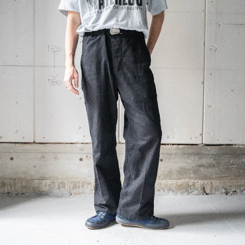 Custom Safety Pants-1970s France cotton twill work pants -black dyed- 'dead stock'