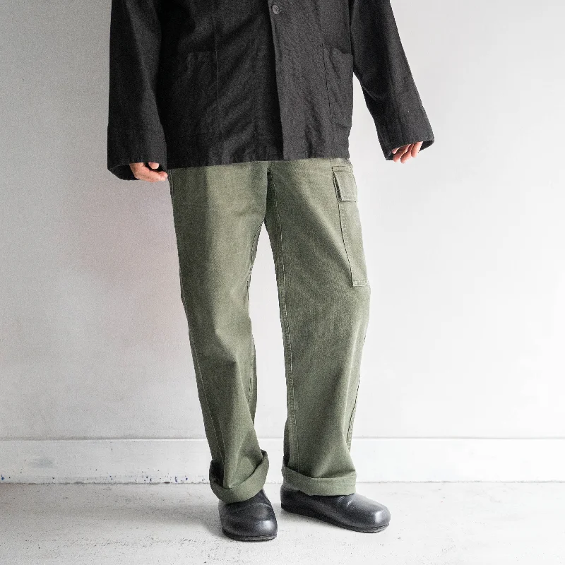 Custom Comfortable Denim Pants-1980s Belgium military cargo pants -one pocket cargo- ‘button fly type’