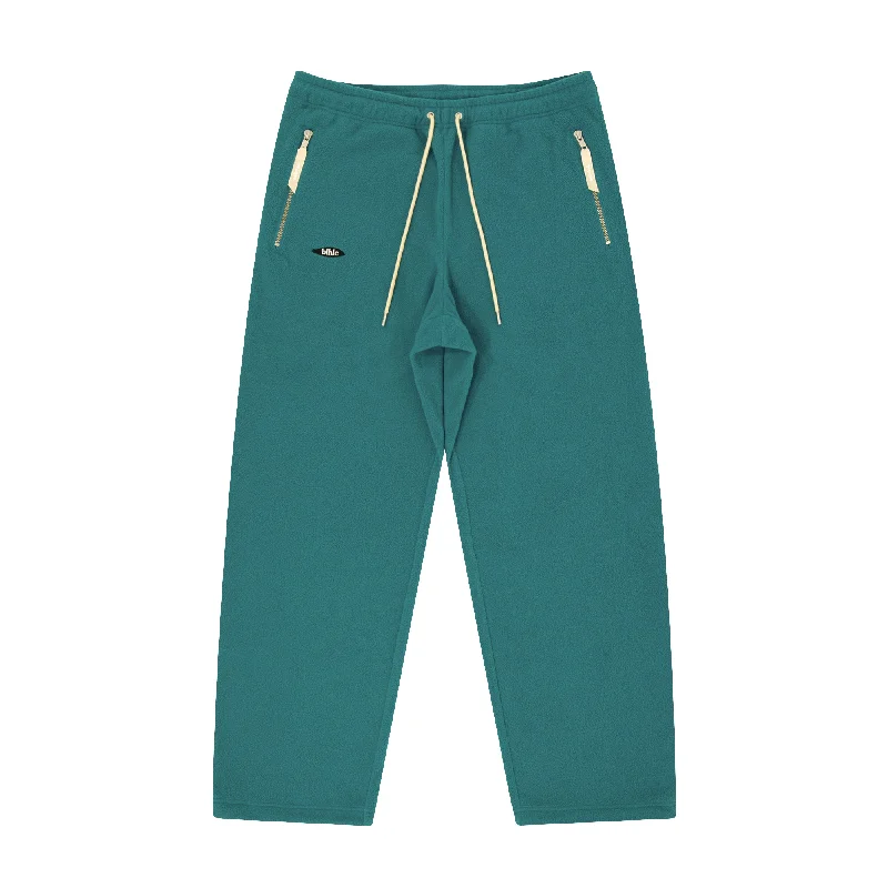 Custom Non-Pleated Pants-Ball Panel Logo Fleece Pants (teal blue)