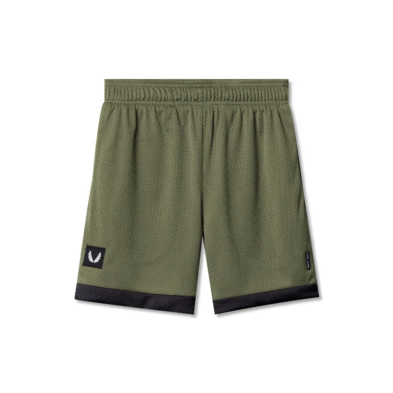 Custom Shorts with Lightweight Fabric-0795. SilverPlus™ Mesh Reversible Short  - Olive/Black