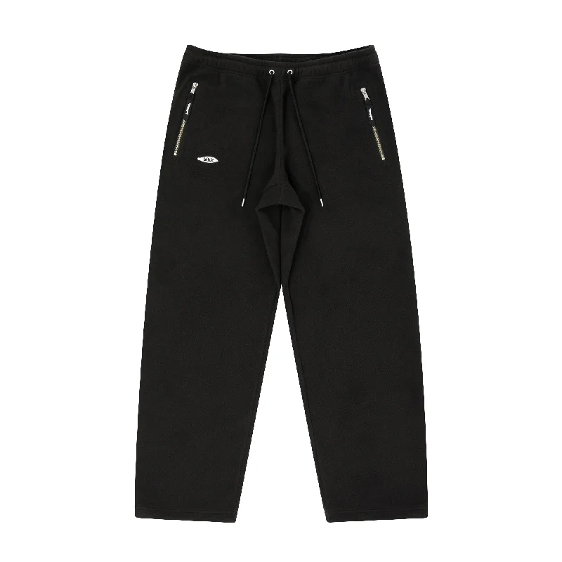 Custom Slim Fit Chinos-Ball Panel Logo Fleece Pants (black)