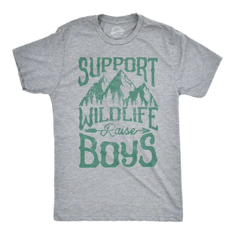 Custom T-Shirts with Custom Patches-Support Wildlife Raise Boys Men's T Shirt