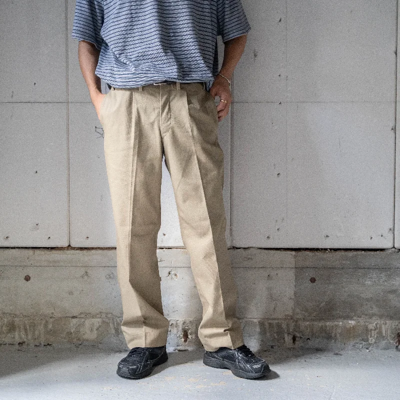 Custom Checkered Pants-1970-80s Europe one tuck work chino trousers -light weight-　