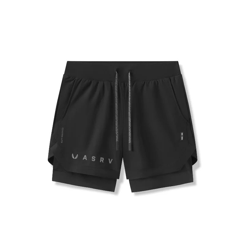 Custom Shorts with Floral Designs-0865. Tetra-Lite® 5" Liner Short - Black "Reflective Classic"