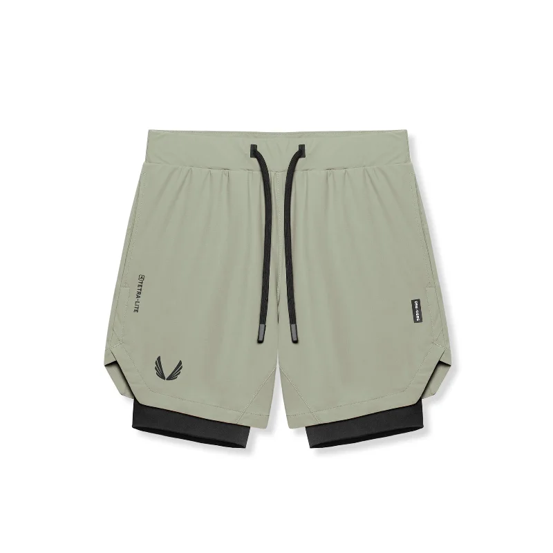 Custom Shorts for School Events-0866. Tetra-Lite® 7" Liner Short - Sage "Wings"/Black