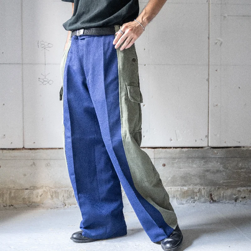 Custom Striped Pants-French military M64 × Europe military docking wide cargo pants