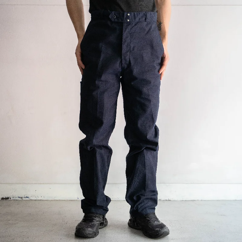 Custom Athletic Fit Work Pants-1960-70s France Adolphe Lafont cotton twill work pants -black dyed-'dead stock'