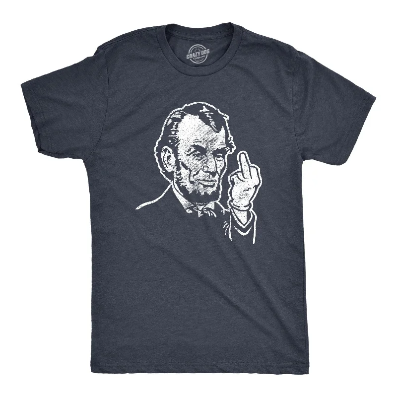 Custom T-Shirts for Yoga-Abe Lincoln Middle Finger Men's T Shirt