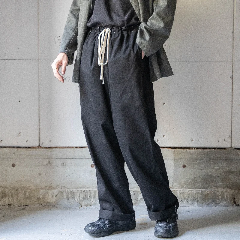 Custom Logo Pants-1980s Germany military cotton twill work pants -black dyed- 'waist code remake'