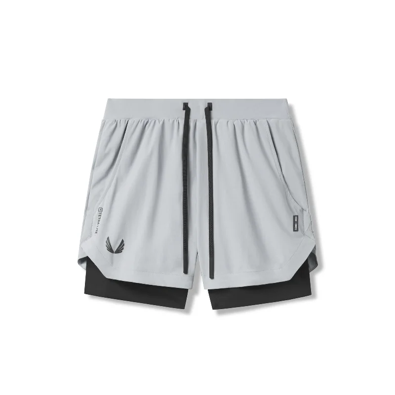 Custom Shorts with Logos-0865. Tetra-Lite® 5" Liner Short - Slate Grey "Wings"/Black