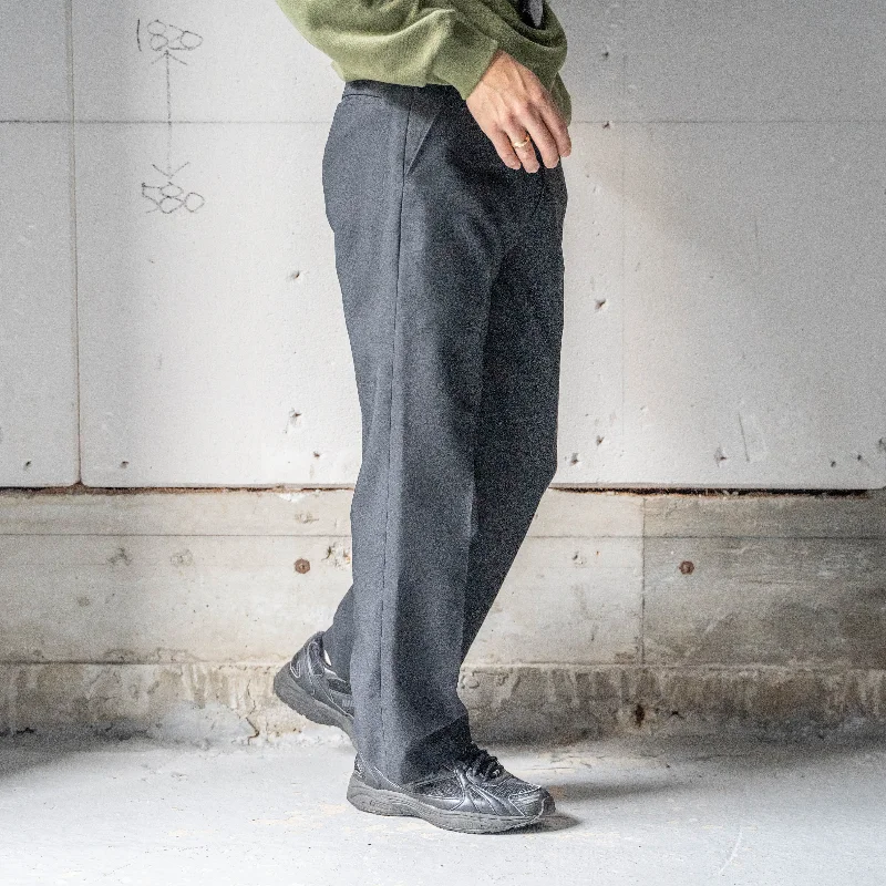 Custom Athletic Fit Pants-1980s Japan vintage black color poly × wool plane slacks