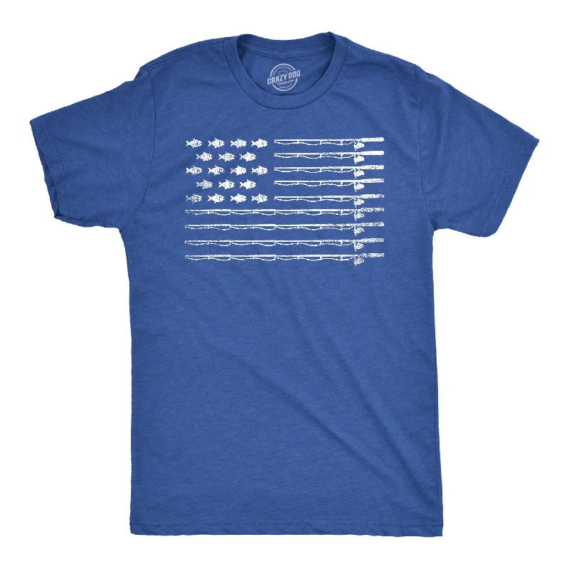 Custom T-Shirts for Events-Fishing American Flag Men's T Shirt