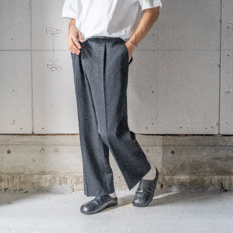 Custom Tapered Pants-1980-90s Japan vintage black color wool one tuck slacks