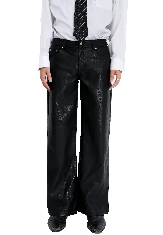 Custom Trousers-FAKE LEATHER PANTS