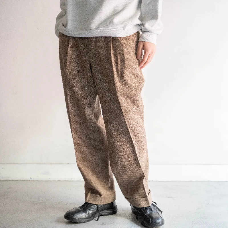 Custom Summer Pants-1960-70s Japan vintage light brown fine pattern check pants