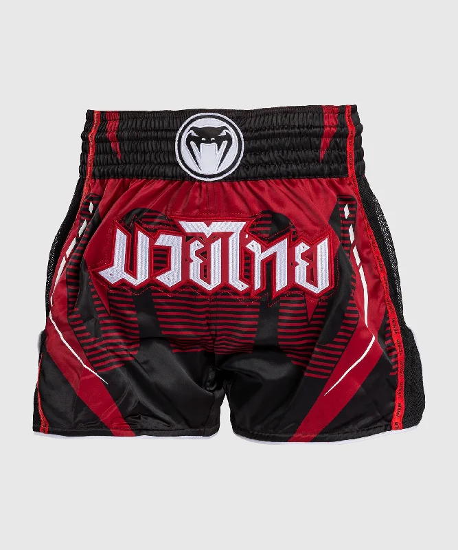 Custom Shorts with Stripes-Venum Adrenaline Muay Thai Shorts - Red