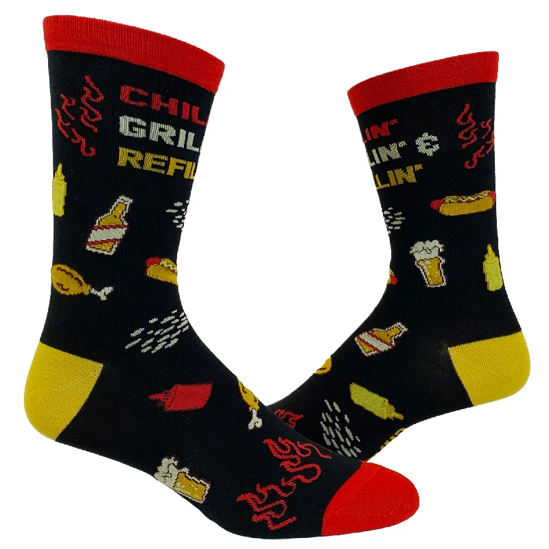 Custom Casual Wear Socks-Chillin Grillin And Refillin Socks