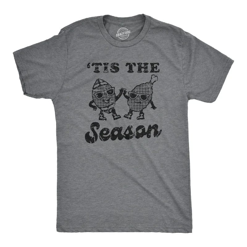 Custom T-Shirts with Distressed Designs-Tis The Season Turkey Football Men's T Shirt