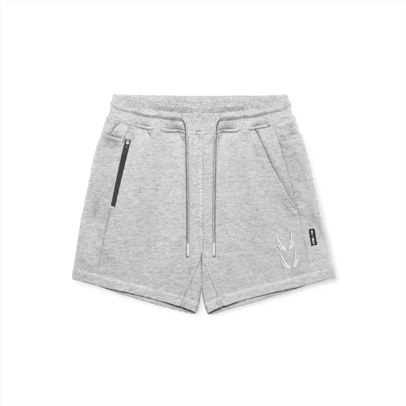 Custom Shorts for Men-0867. Tech-Terry™ Sidelock Sweat Short - Heather Grey "Stacked Wings"