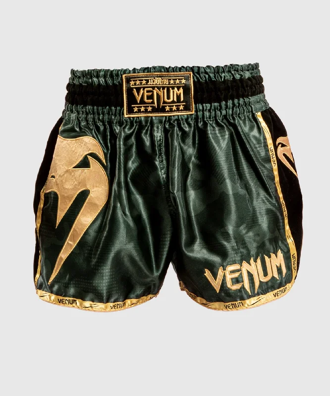 Custom Shorts for Active Women-Venum Giant Camo Muay Thai Shorts - Khaki/Gold