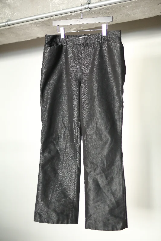 Custom Wool Pants-00's COATING DENIM FLARE PANTS