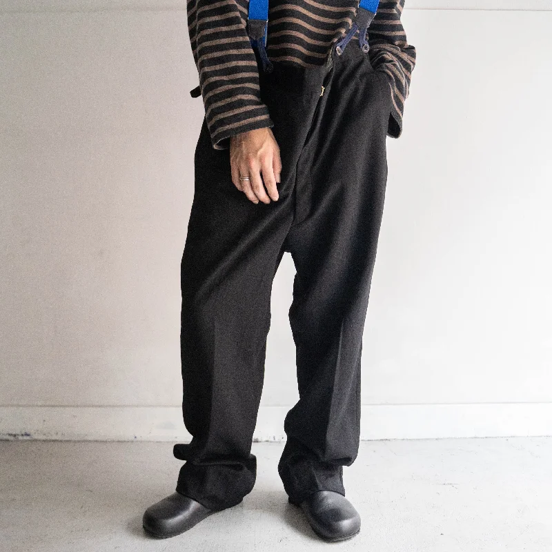 Custom Fall Pants-1940s French black color wool slacks 'with buckle back'