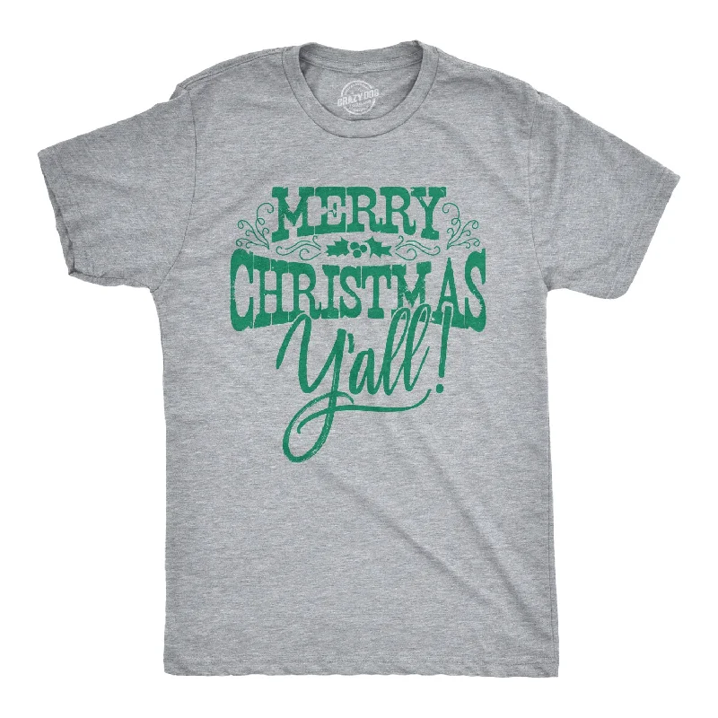 Custom T-Shirts for Artists-Merry Christmas Y'all Men's T Shirt