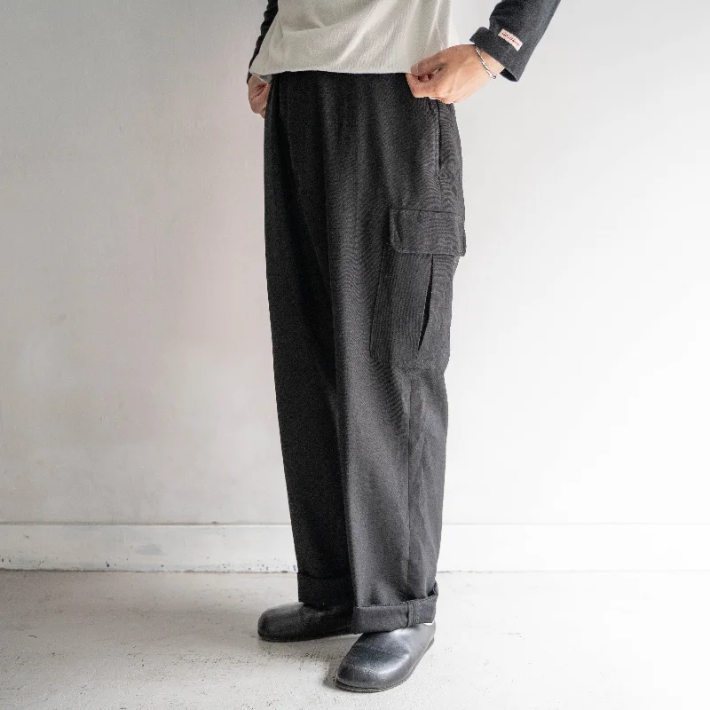 Custom Pants for Kids-around 1990s German police black color poly × wool cargo pants