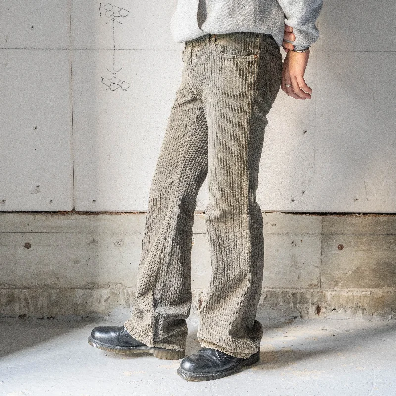 Custom Checkered Pants-1990s gray color corduroy bell bottoms pants