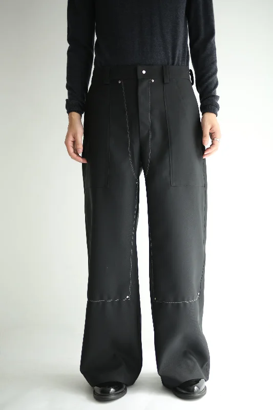 Custom Pilates Pants-STITCHED STUDS WIDE TROUSERS