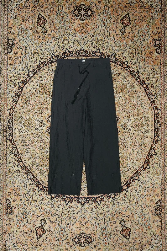 Custom Wool-Blend Pants-Fujimoto Cratered Triple Cloth Trousers (Black)