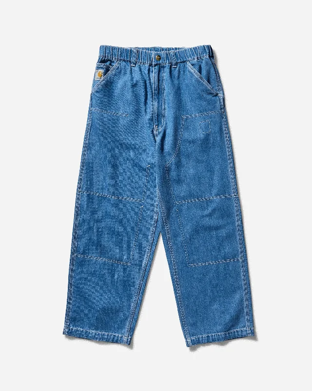 Custom High-Waisted Pants-Men's INVINCIBLE Removed Pocket Double Knee Pants Blue (Stone Washed)