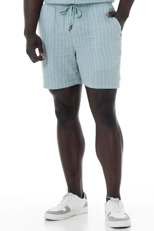 Custom Shorts for Lounging-Striped Pull-On Shorts _ 151870 _ Sage