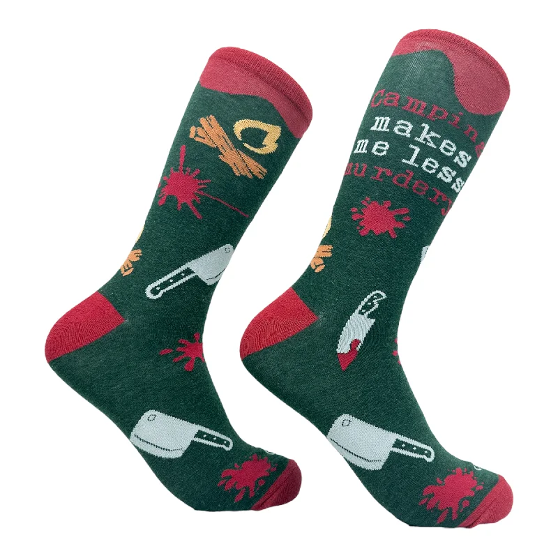 Custom Party Socks for Kids-Men's Camping Makes Me Less Murdery Socks