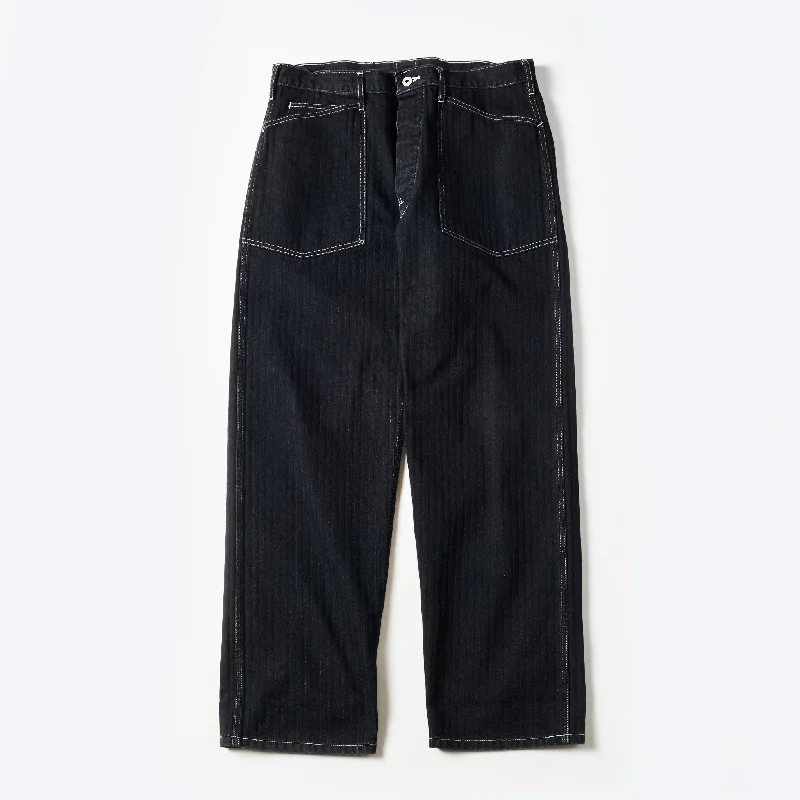 Custom Stretch Work Pants-#1301-HBB ARMY Pants : herringbone denim black